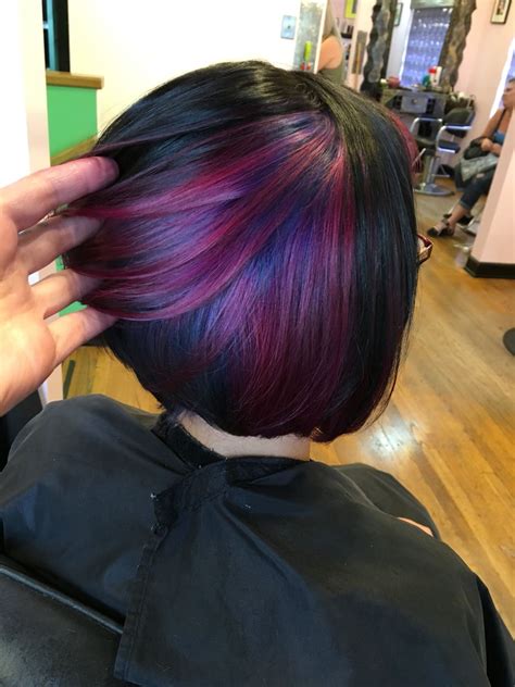 aaashleee : Instagram. Peekaboo color purple hair pravana angled bob ...