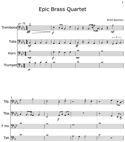 Epic Brass Quartet - Sheet music for Trombone, Tuba, Horn in F, Trumpet