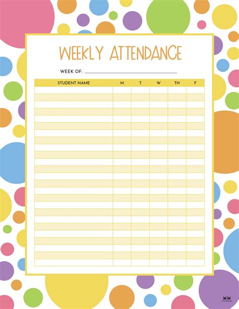 Editable Attendance Sheets For Teachers