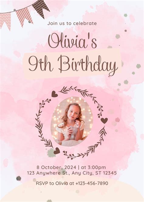 Girls Birthday Invitations Free Clipart