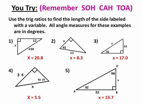 Trig Soh Cah Toa Worksheet