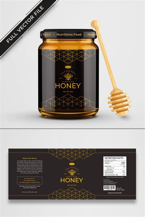 Honey Label design and jar label. | Honey label design, Honey label ...