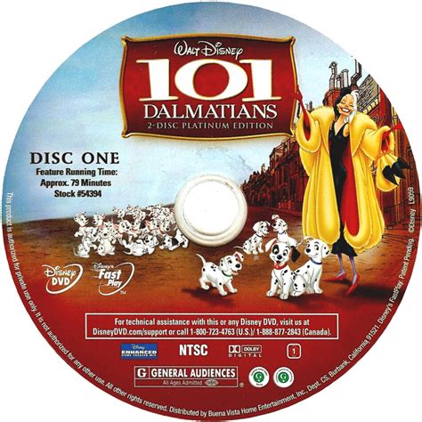 101 Dalmatians (1961) PE R2 & R1 - Cartoon DVD - CD Label, DVD Cover ...