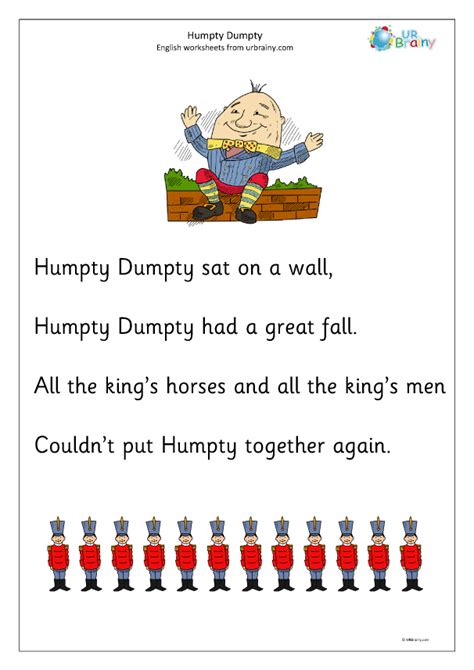 Humpty Dumpty nursery rhyme - Nursery Rhymes by URBrainy.com