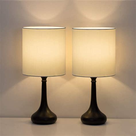 Haitral Bedside Table Lamps Set of 2 Modern Nightstand Lamps Black ...