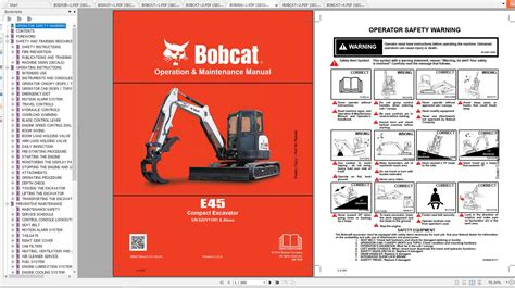 Bobcat Compact Excavator E45 Operation & Maintenance Manuals | Auto ...