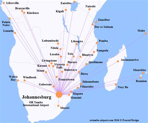 Route map of regional flights in southern Africa (Source: WTTC, 2016 ...