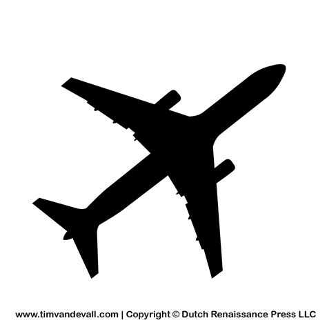 Free airplane silhouette stencil and outline clipart for artists