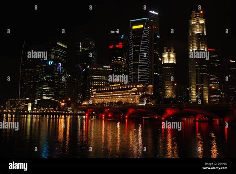 singapore skyline at night Stock Photo - Alamy