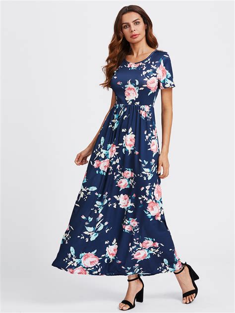 Flower Print Maxi Dress -SheIn(Sheinside)