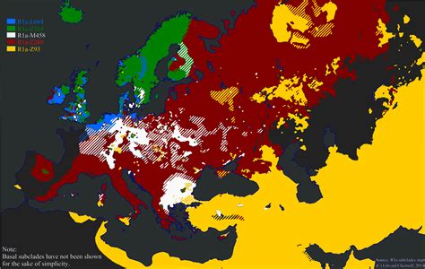 Map of Y haplogroup R1a subclades (male lineages) simplified : r/MapPorn