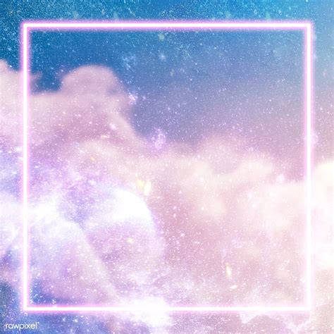 Pink neon frame on a pastel galaxy background | premium image by ...