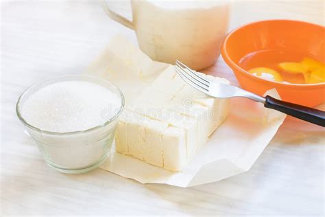 Butter, Eggs, Sugar and Flour. Stock Photo - Image of baking, sweet ...