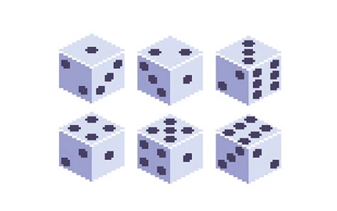 Dice Roll Pixel Art Set Playing Cube Sides Collection 8 Bit Sprite ...