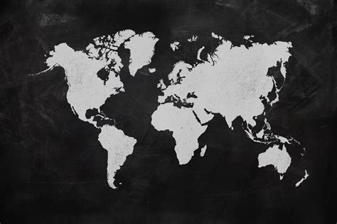 Black World Map Wallpaper Mural | Hovia | World map wallpaper, Map ...