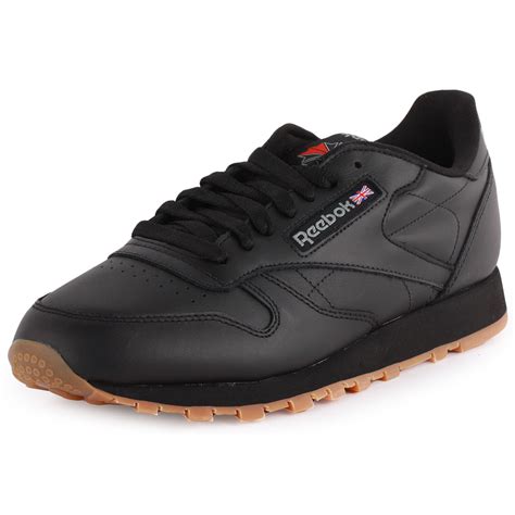 Reebok Classic Leather Mens Leather Black GUM Trainers NEW Shoes ALL ...