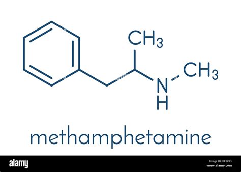 Methamphetamine (crystal meth, methamfetamine) stimulant drug molecule ...