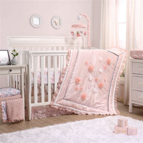 The Peanutshell Brianna Floral Crib 3 Pc Bedding Set for Baby Girls ...