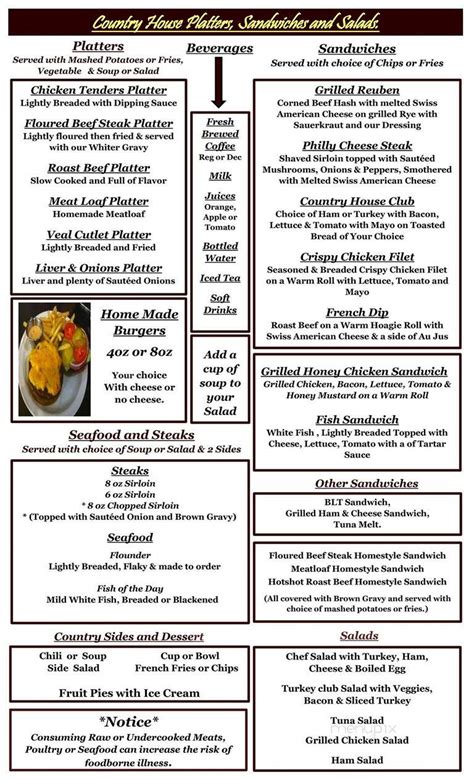 Menu of Country House Restaurant in Winter Garden, FL 34787