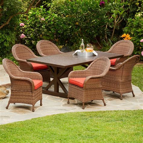 Royal Garden Hacienda Heights 7-Piece Wicker Outdoor Dining Set with ...