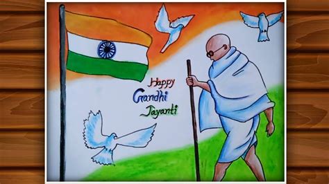 Gandhi Jayanti Drawing / Independence Day Drawing / Bapuji drawing ...