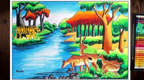 Animals In The Forest Drawing