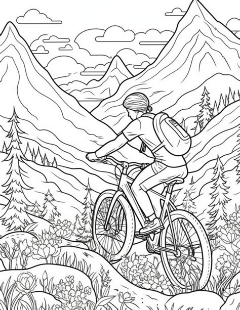 Mountain Biking Coloring Pages - Coloring Nation