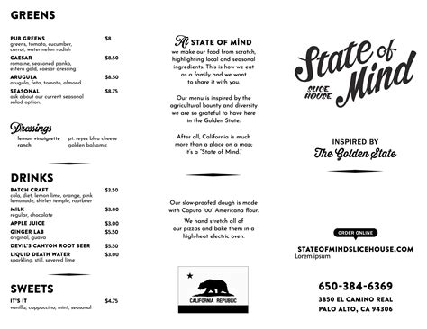 Menu — State of Mind Slice House