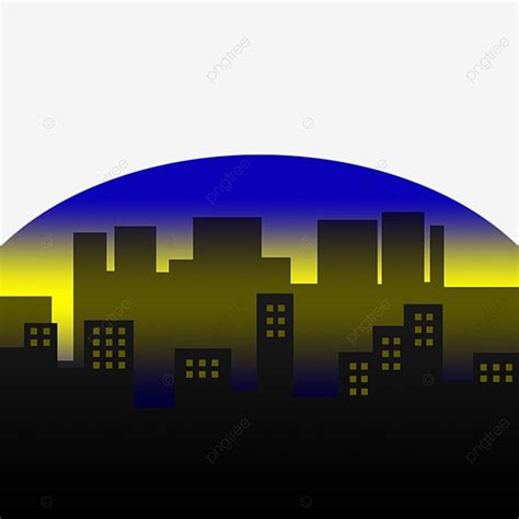 Night Sky City Silhouette PNG Images, Hand Drawn Silhouette Night ...