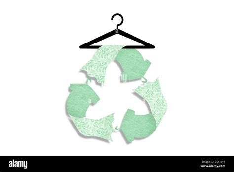 Recycle clothes icons textured with recycled fabric on hanger ...