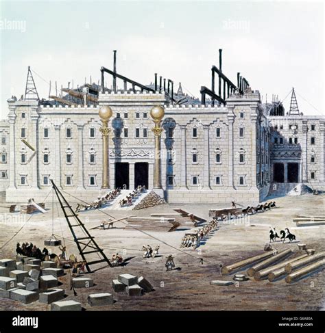 DEPICTING CONSTRUCTION OF KING SOLOMON'S TEMPLE PAINTING BY BEALE Stock ...