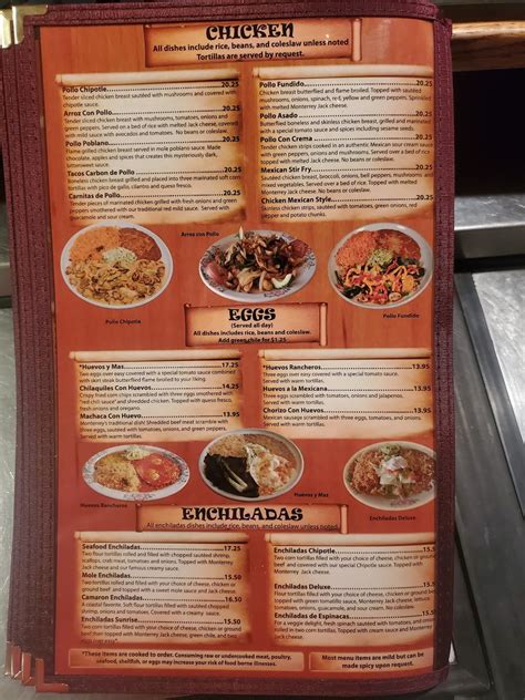 Menu at Mi Mexico Family Mexican restaurant, Ouray