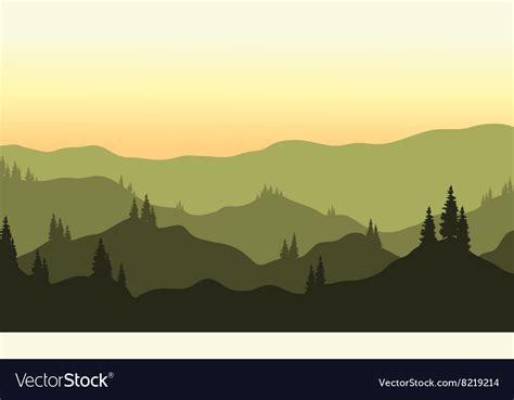 View of hills silhouette Royalty Free Vector Image