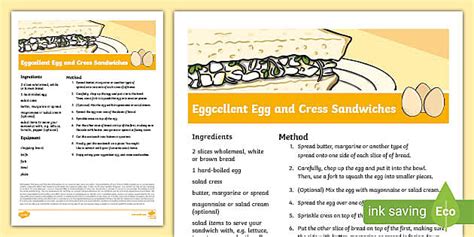 Egg and Cress Sandwich Recipe (teacher made) - Twinkl