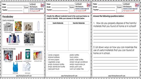 SCIENCE V-USEFUL AND HARMFUL MATERIALS WORKSHEETS - The Teacher's Craft