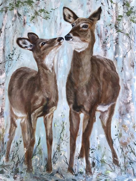 Deer Painting Wildlife Original Art Animal Artwork Lodge Wall Art ...