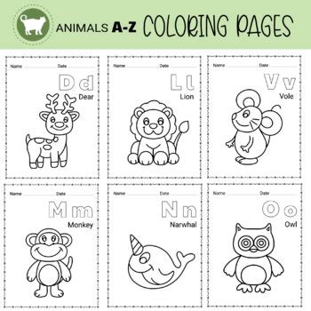 Zoo Animals Alphabet Coloring Pages A-Z by CATART | TpT