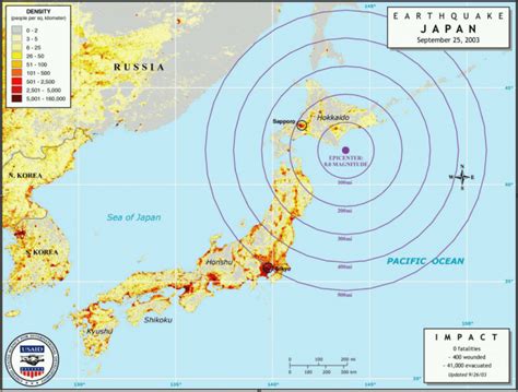 Japan: Earthquake location map (26 September 2003) - Japan | ReliefWeb