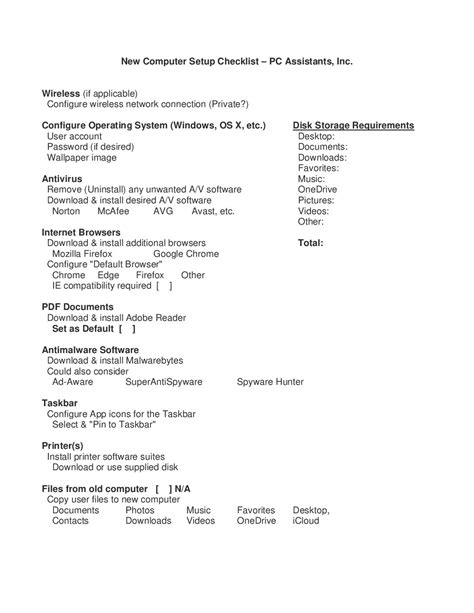 Checklist For a New Computer Set UP | PC Assistants, Inc.