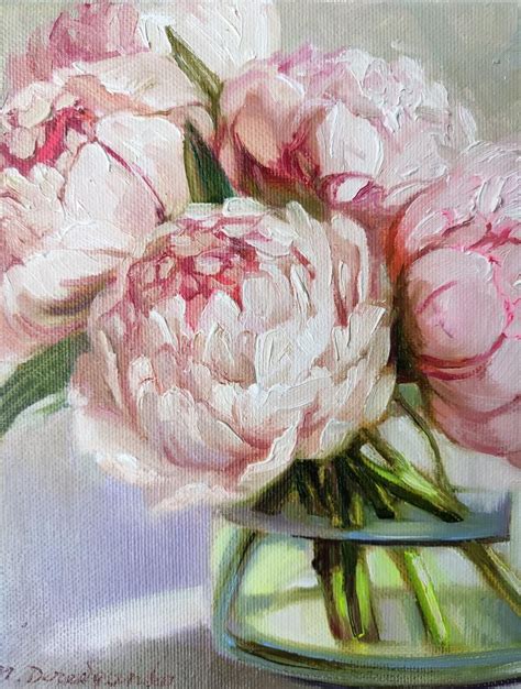 Peony Flowers Oil Painting Canvas Original Art Floral - Etsy | Floral ...