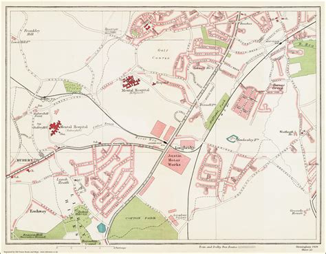 An old map of the Longbridge area, Birmingham in 1939 as an instant ...