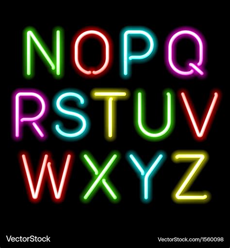 Neon glow alphabet Royalty Free Vector Image - VectorStock