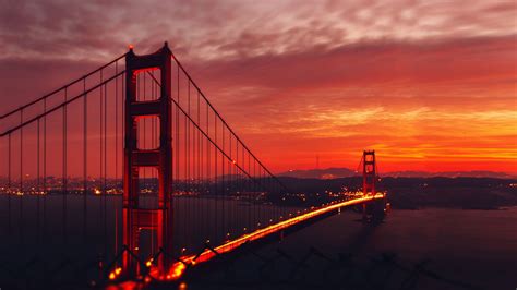 Golden Gate Bridge, Night City, Lights