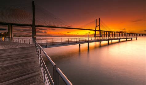 sunlight, Bridge, Sky, Water, Portugal, Vasco da Gama Bridge Wallpapers ...