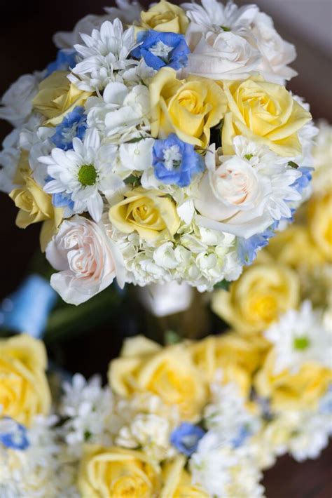 Blue, Yellow and White Bouquets