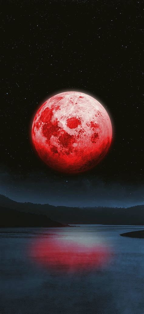 Red Moon Night Landscape iPhone U, Red Moon Aesthetic HD phone ...