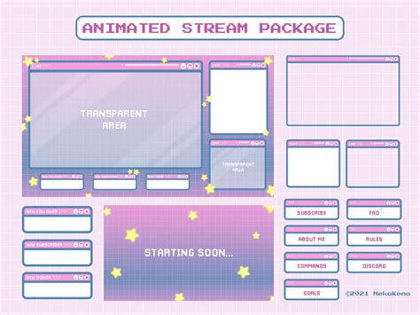 Animated Twitch Overlay Stream Overlay Package Cute Retro ...