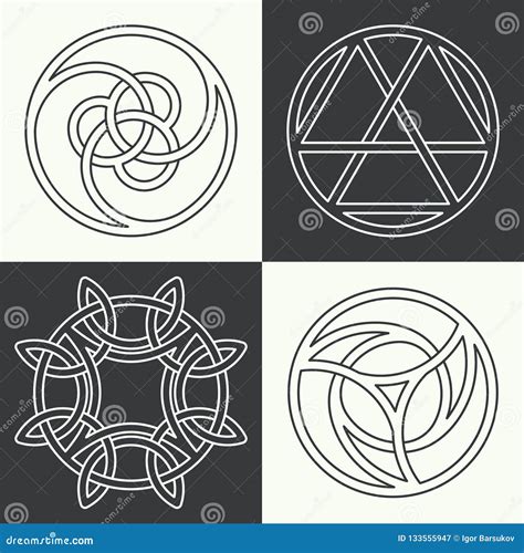 Set of the ancient symbols stock vector. Illustration of geometric ...