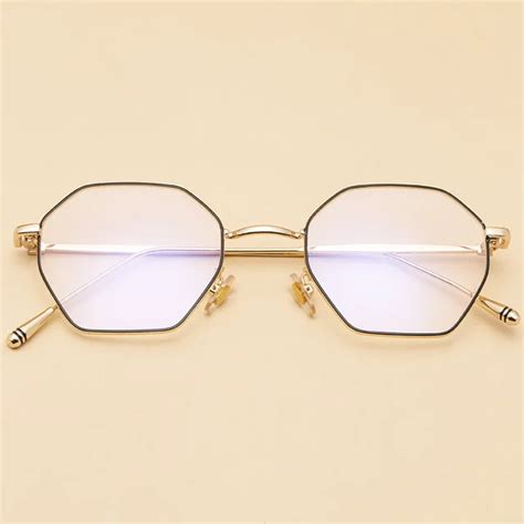 Cubojue Hexagon Glasses Women Men Small Eyeglasses Frames Transparent ...