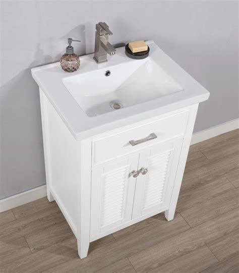 Transitional 24" Single Sink Bathroom Vanity with Porcelain Integrated ...